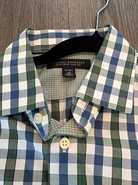 Banana Republic Slim Fit Dress Shirt - Blue & Green - XS